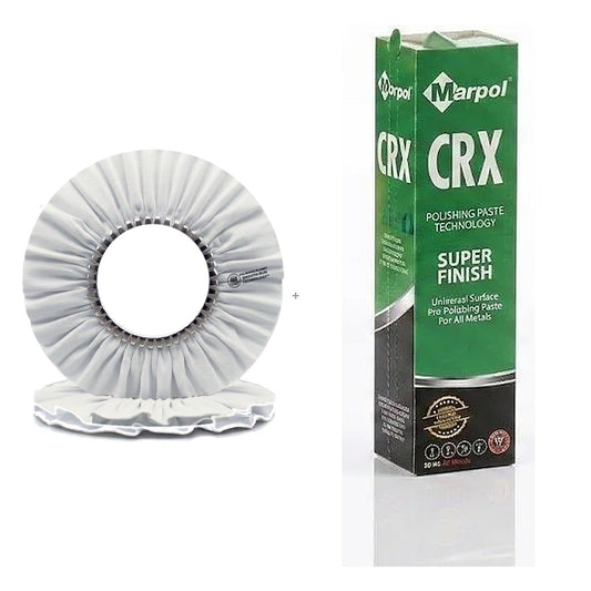 12 inch Ultra-Finish buffing wheel with Marpol CRX super finish compound bar kit