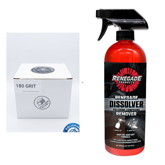 5 inch 180 grit sanding discs with Renegade Dissolver 24 oz kit