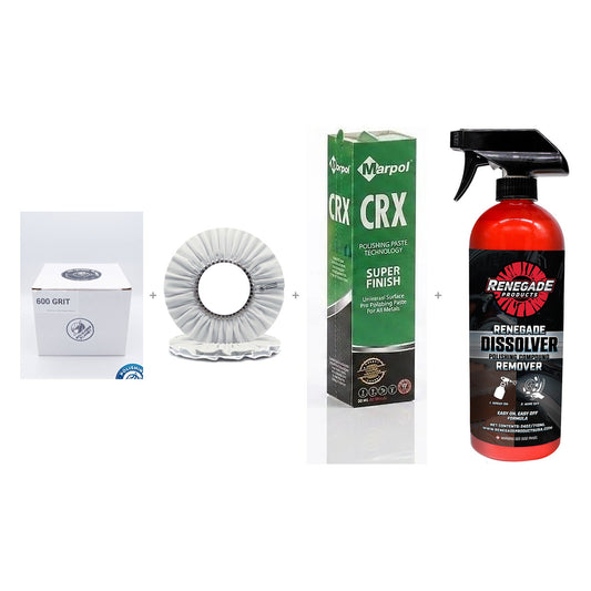 5 inch 600 grit sanding discs with Ultra-Finish wheel, Marpol CRX and Dissolver kit