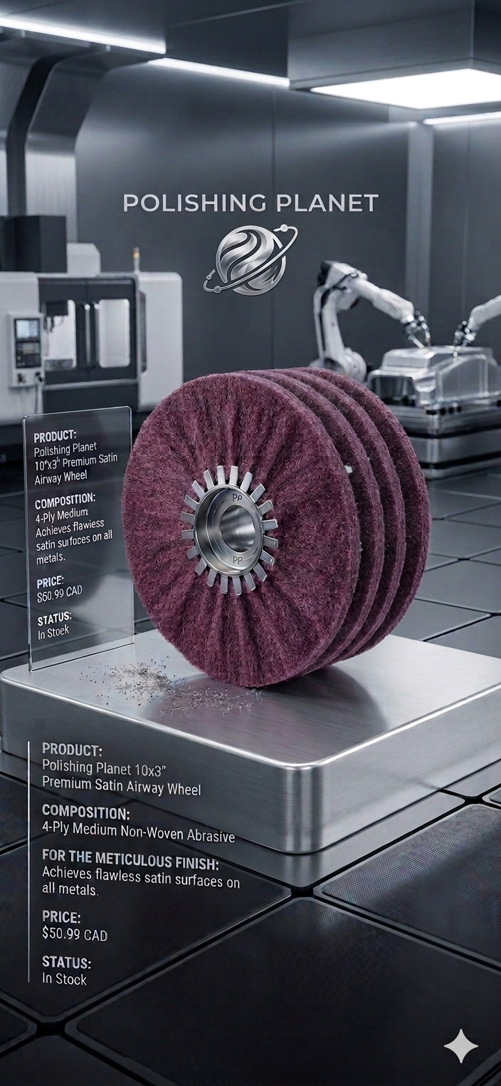 Polishing Planet 12" x 5" Premium 4-Ply Satin Airway Buffing Wheel